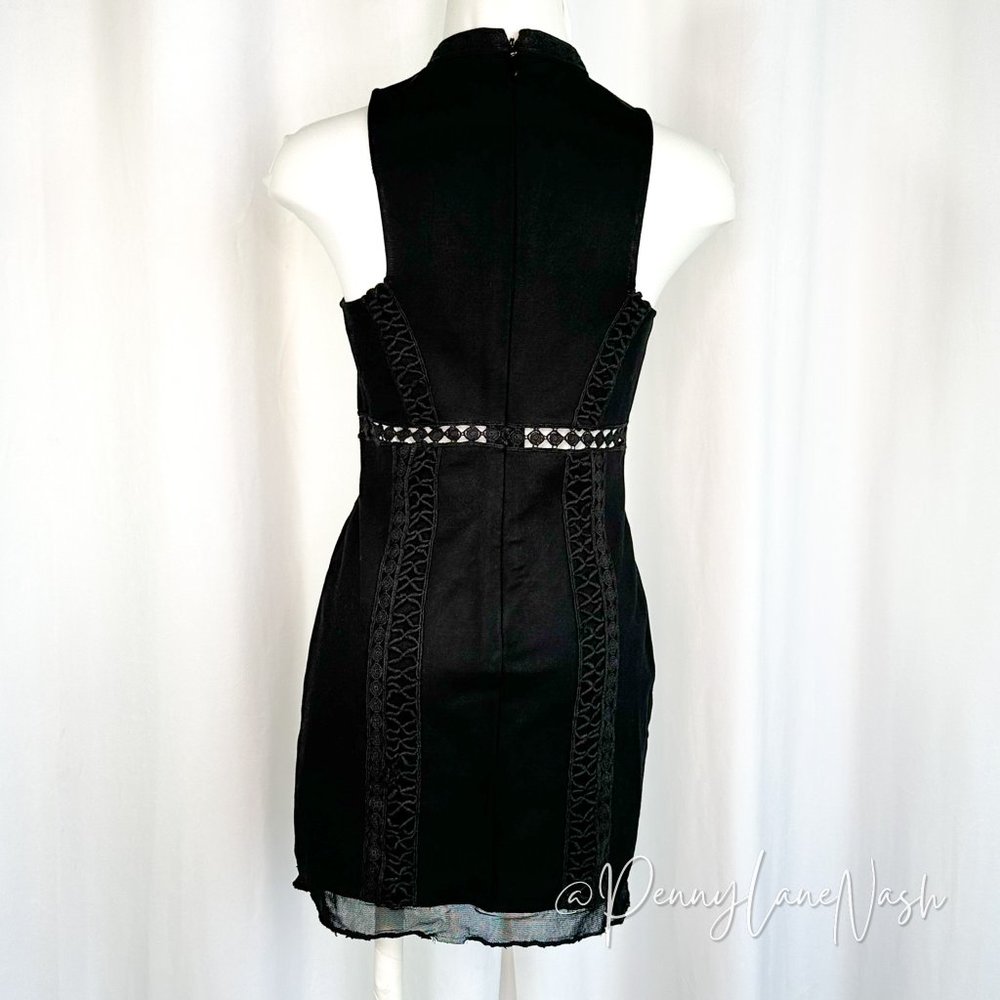 Free People Sky Scraper Crochet Bodycon Mini Dress Black - Picture 10 of 13